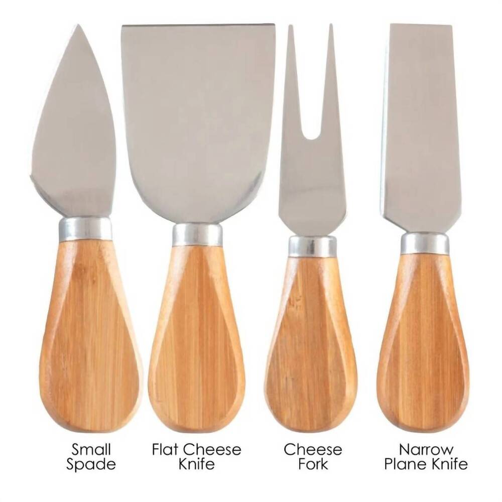 NEW TOTALLY BAMBOO 4-piece cheese tool set in gray